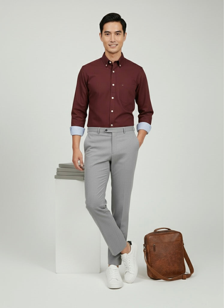Men's Wine Button-Down Shirt