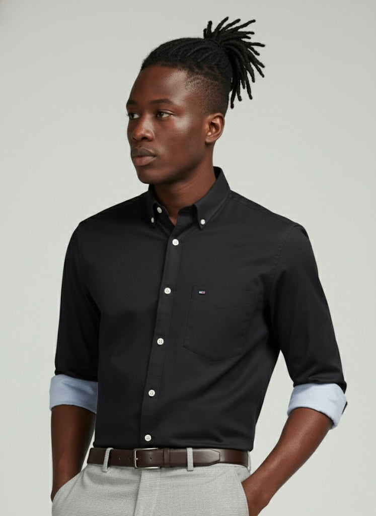 Men's Black Button-Down Shirt