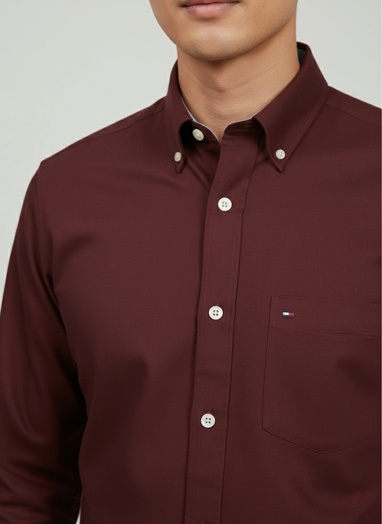 Men's Wine Button-Down Shirt