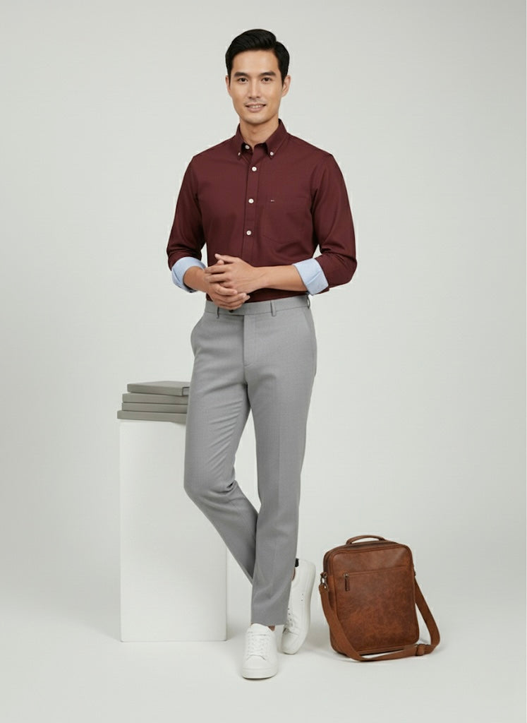 Men's Wine Button-Down Shirt